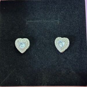 Elegant Silver Heart Stud Earrings